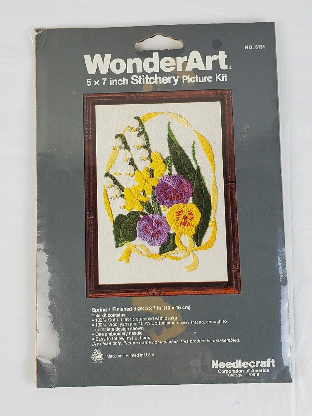 WonderArt Stitchery Picture Needlecraft Kit 5"x7" Spring # 5131 USA Made - NOS